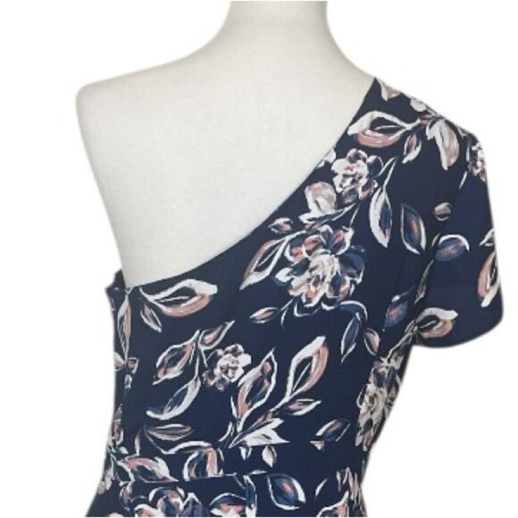 Charles Henry New Dress One Shoulder Midi Blue Pink Floral Women’s Size Large - Picture 13 of 16